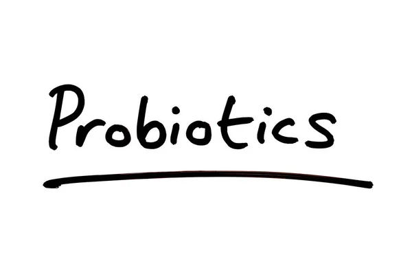 Пробиотики Написанные Руки Белом Фоне — стоковое фото