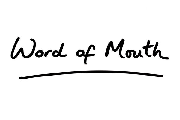 Word of Mouth handwritten on a white background.