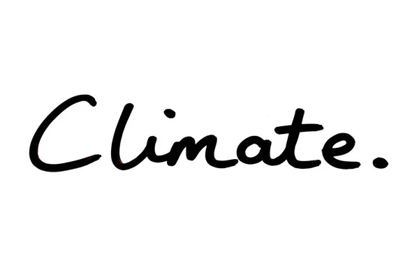 Das Wort Klima Handgeschrieben Auf Weißem Hintergrund — Stockfoto