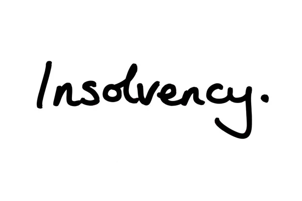 Das Wort Insolvenz Handgeschrieben Auf Weißem Hintergrund — Stockfoto