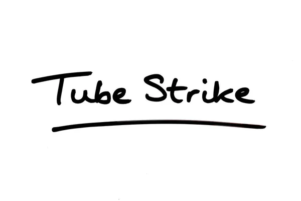Tube Strike Handgeschreven Een Witte Achtergrond — Stockfoto