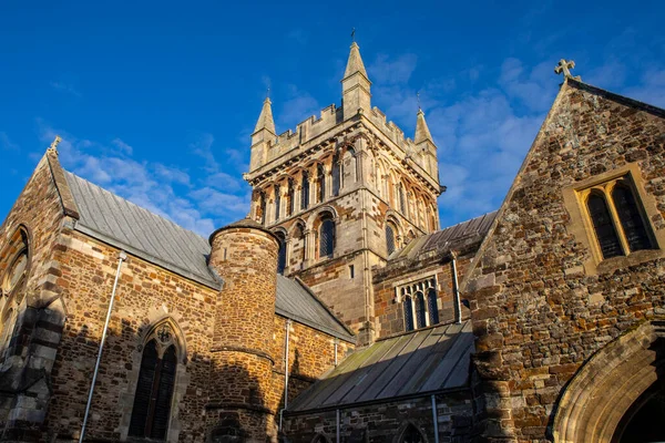 Een Blik Historische Wimborne Minster Marktplaats Wimborne Minster Dorset — Stockfoto