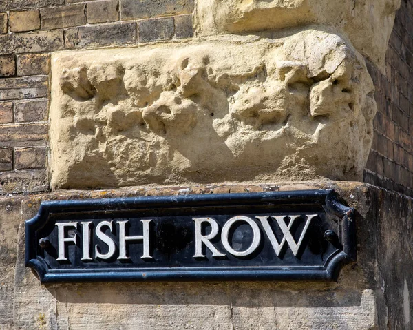 Das Straßenschild Für Fish Row Der Stadt Salisbury Wiltshire Großbritannien — Stockfoto