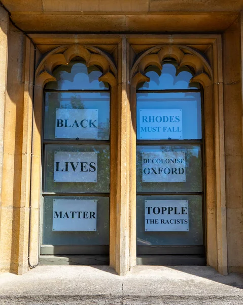 Oxford Augustus 2020 Demonstratieborden Black Lives Matter Een Etalage Van — Stockfoto