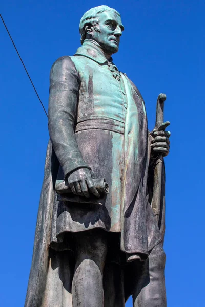 Statuia Ducelui Wellington Din Orașul Brecon Din Țara Galilor Marea — Fotografie, imagine de stoc