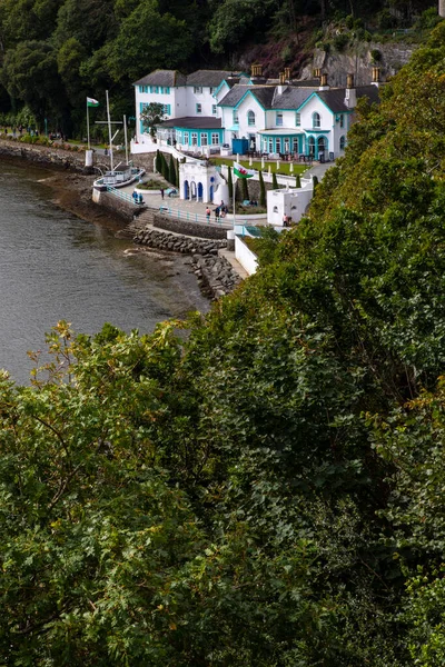 Uma Vista Cais Belo Edifício Que Hotel Portmeirion Norte Gales — Fotografia de Stock