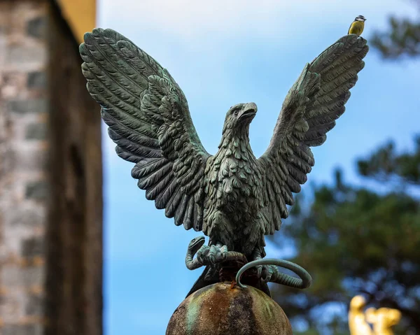 Portmeirion Gales Septiembre 2020 Una Escultura Águila Battery Square Histórico —  Fotos de Stock