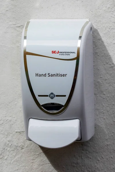 Portmeirion Galles Settembre 2020 Primo Piano Dispenser Igienizzante Mani Durante — Foto Stock