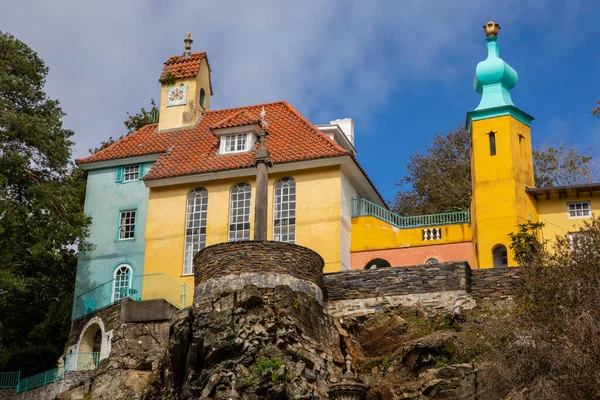 Kuzey Galler Deki Portmeirion Köyündeki Güzel Chantry Soğan Kubbesi Manzarası — Stok fotoğraf