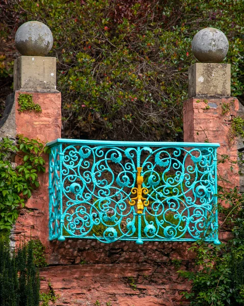 Balcón Con Vistas Bellamente Adornado Pueblo Portmeirion Gales Del Norte — Foto de Stock