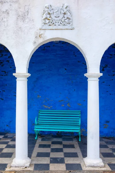 Portmeirion Gales Septiembre 2020 Banco Muelle Loggia Pueblo Portmeirion Norte — Foto de Stock