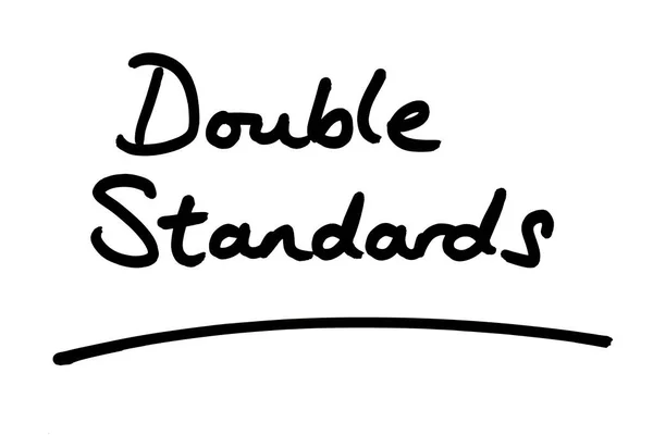 Dubbele Standaarden Handgeschreven Een Witte Achtergrond — Stockfoto
