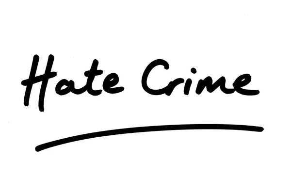 Crime Ódio Escrito Mão Fundo Branco — Fotografia de Stock