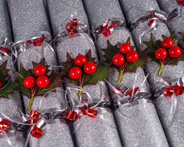 Studio Shot Van Traditionele Kerst Crackers — Stockfoto