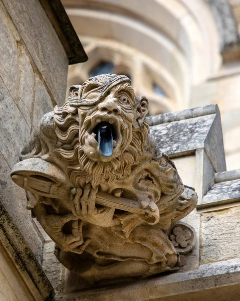 Närbild Utsmyckad Och Vackert Skulpterad Gargoyle Utsidan Gloucester Cathedral Staden — Stockfoto