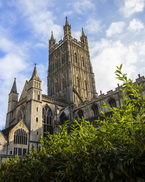 Ngiltere Nin Gloucester Kentindeki Tarihi Gloucester Katedrali Nin Kulesine Bakıyorum — Stok fotoğraf
