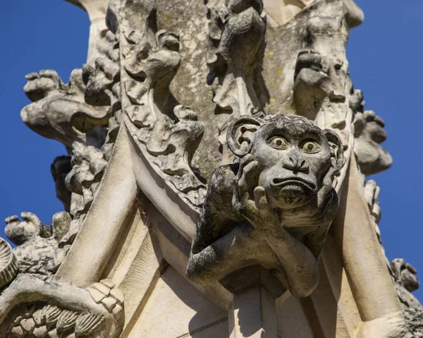 Närbild Stenhuggningar Gloucesters Historiska Katedral Gloucester Storbritannien — Stockfoto