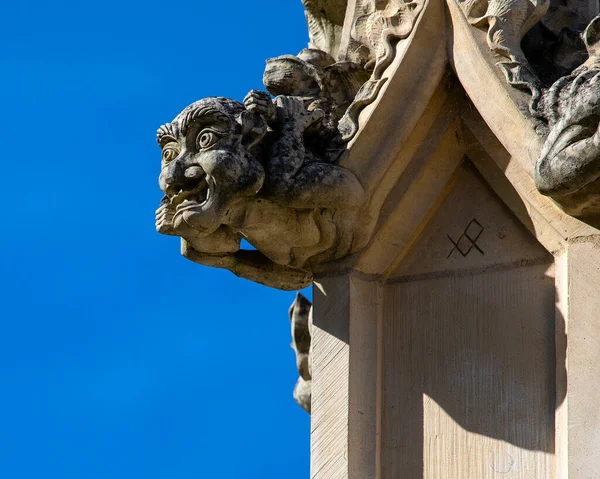 Gros Plan Sur Les Sculptures Pierre Cathédrale Historique Gloucester Gloucester — Photo