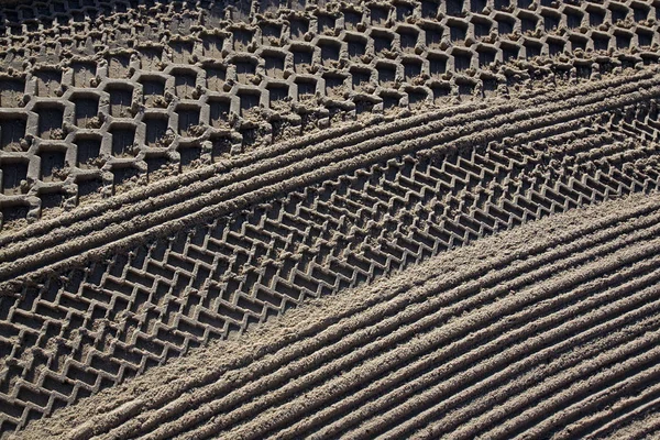 Morgen Wurde Der Sand Mittelmeerstrand Von Einem Traktor Gesäubert Antibes — Stockfoto