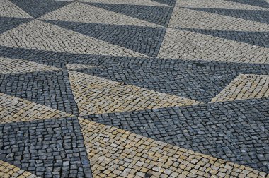 Lizbon'da geleneksel Portekiz taş mozaik calcade