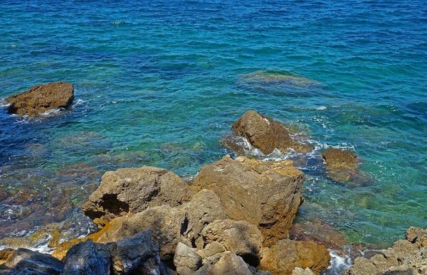 Grands Rochers Côtiers Sur Côte Mer — Photo