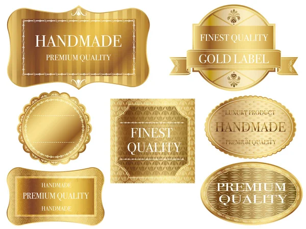 Set Von Verschiedenen Gold Etiketten Mit Textfläche Auf Weißem Hintergrund — Stockvektor