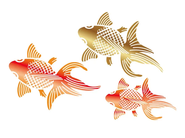 Pesci Rossi Stile Tradizionale Giapponese Illustrazione Vettoriale — Vettoriale Stock