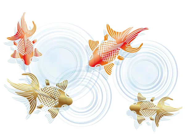 Goldfishes Tradičním Japonském Stylu Vektorové Ilustrace — Stockový vektor