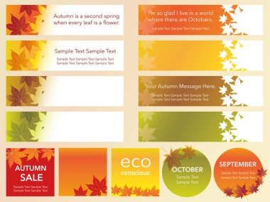 Sonbahar bir grafik, vektör Dizin çizim ile çeşitli kartları/afiş kümesi.