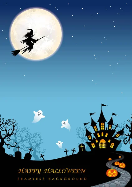 Feliz Halloween Fondo Sin Costuras Con Espacio Texto Ilustración Vectorial — Archivo Imágenes Vectoriales