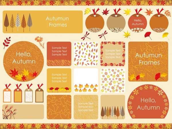 Set Diverse Frames Herfst Kleuren Elementen Vectorillustraties — Stockvector