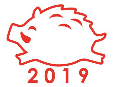 Yaban domuzu simgesi 2019 yılı illüstrasyon vektör.