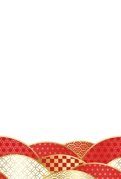 Новогодний Шаблон Поздравительной Открытки Традиционным Японским Шаблоном Текстовым Пространством Векторная — стоковый вектор