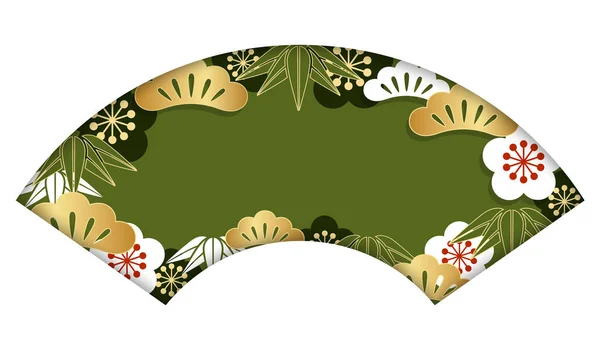 Fond Forme Éventail Avec Motif Japonais Traditionnel Pour Carte Nouvel — Image vectorielle