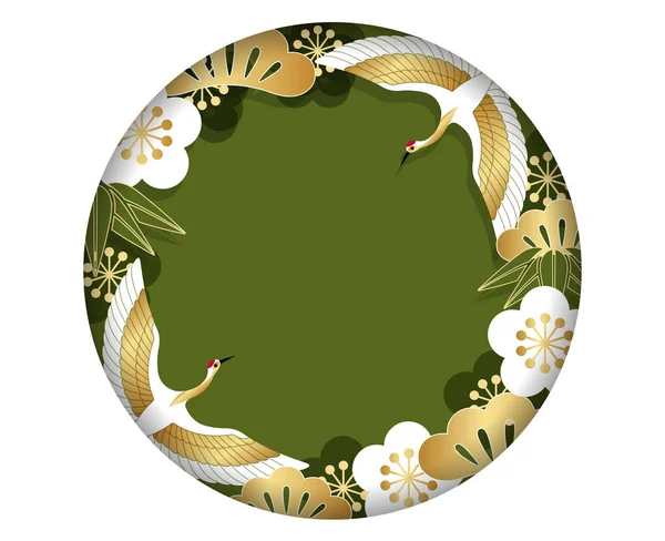 Cadre / fond cercle avec motif japonais traditionnel pour la carte du Nouvel An . — Image vectorielle
