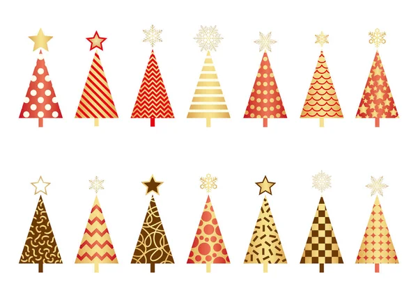 Set Von Verschiedenen Weihnachtsbäumen Vektorillustration — Stockvektor