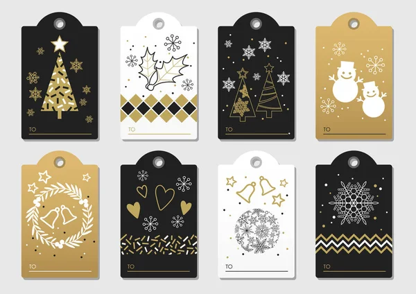 Set geassorteerde Nieuwjaar en Kerstmis gift tags. — Stockvector