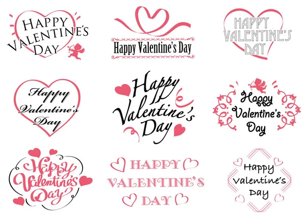 Conjunto Símbolos Iconos Del Día San Valentín Sobre Fondo Blanco — Vector de stock