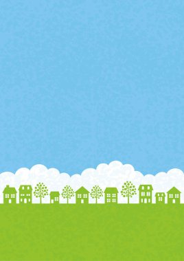 Sorunsuz townscape, vektör çizim. Yatay olarak tekrarlanabilir.