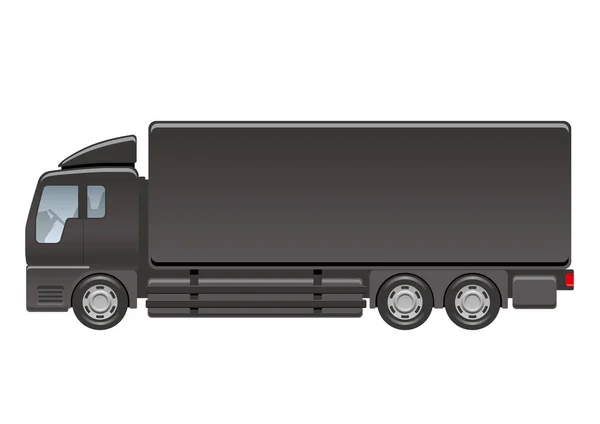 Vector black heavy truck illustration on a white background.