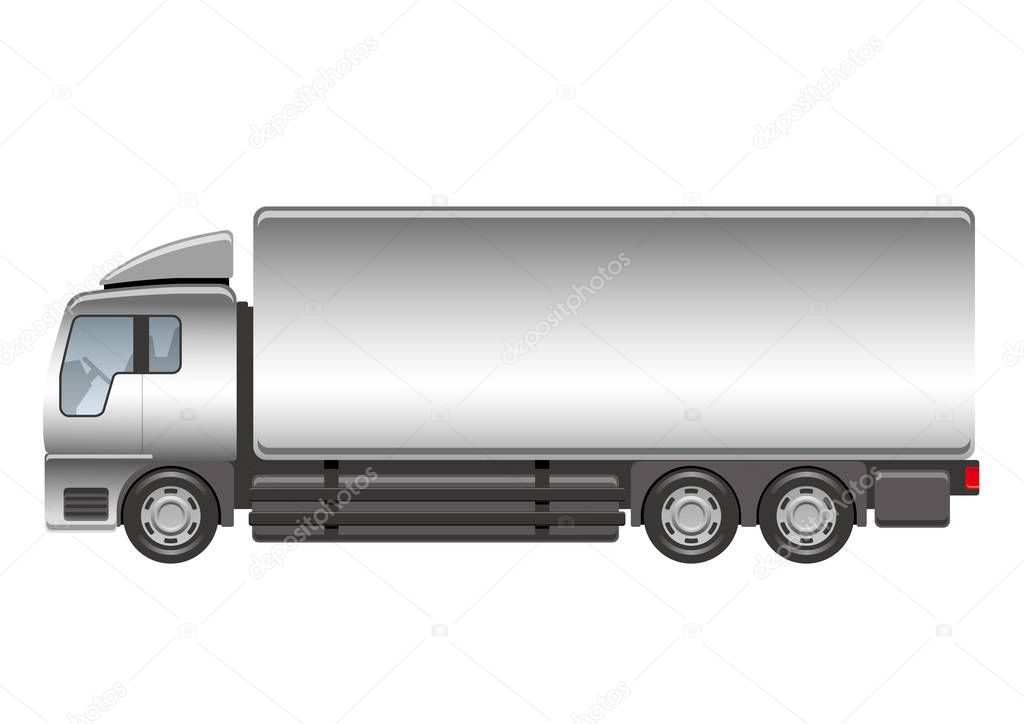 Vector silver heavy truck illustration on a white background. 
