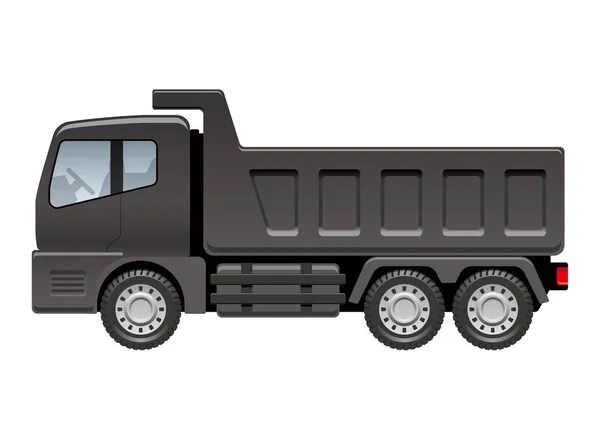 Caminhão Basculante Preto Isolado Sobre Fundo Branco Ilustração Vetorial — Vetor de Stock