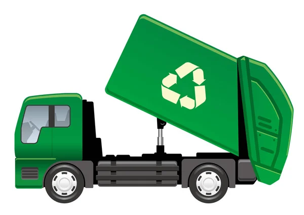 Garbage Truck Elszigetelt Fehér Háttér Vektor Illusztráció — Stock Vector