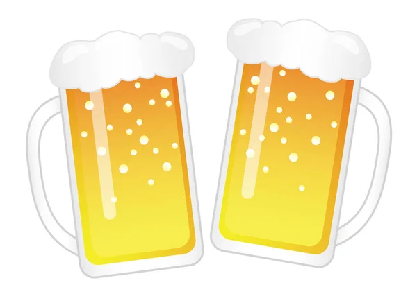 Set of two mugs of beer isolated on a white background. — Stock Vector