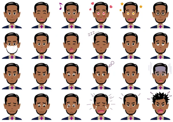 Businessman various expressions set. Vector characters isolated on a white background. — Stock Vector