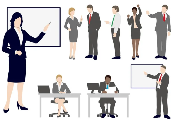 Set of business people in flat style, vector illustration. — Stock Vector