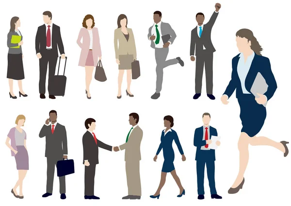 Conjunto de gente de negocios en estilo plano, ilustración vectorial . — Vector de stock