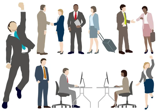 Conjunto de gente de negocios en estilo plano, ilustración vectorial . — Archivo Imágenes Vectoriales