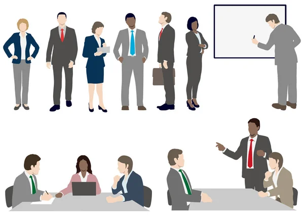 Set of business people in flat style, vector illustration. — Stock Vector