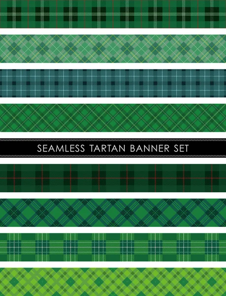 Bez szwu Tartan Plaid banner zestaw, wektor ilustracji. Powtarzalne w poziomie i w pionie. — Wektor stockowy